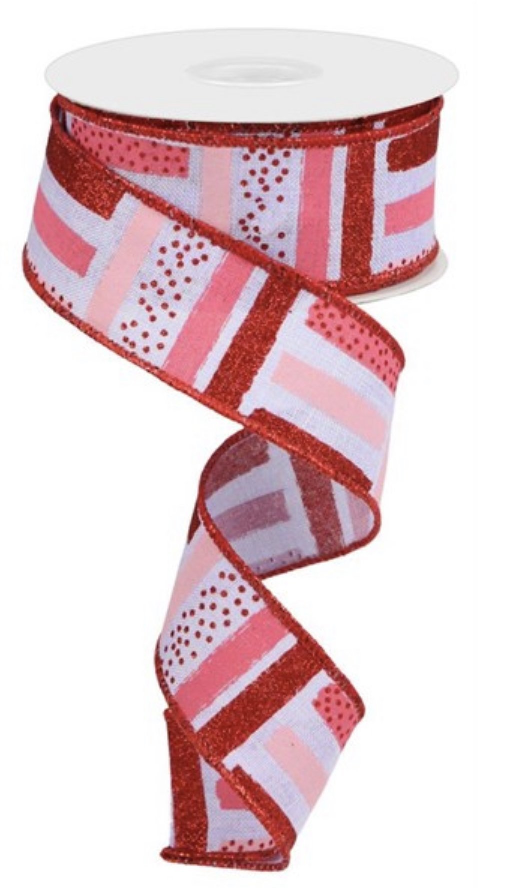 Brights Pink and White Plaid Wired 1.5” Ribbon - Greenery Market