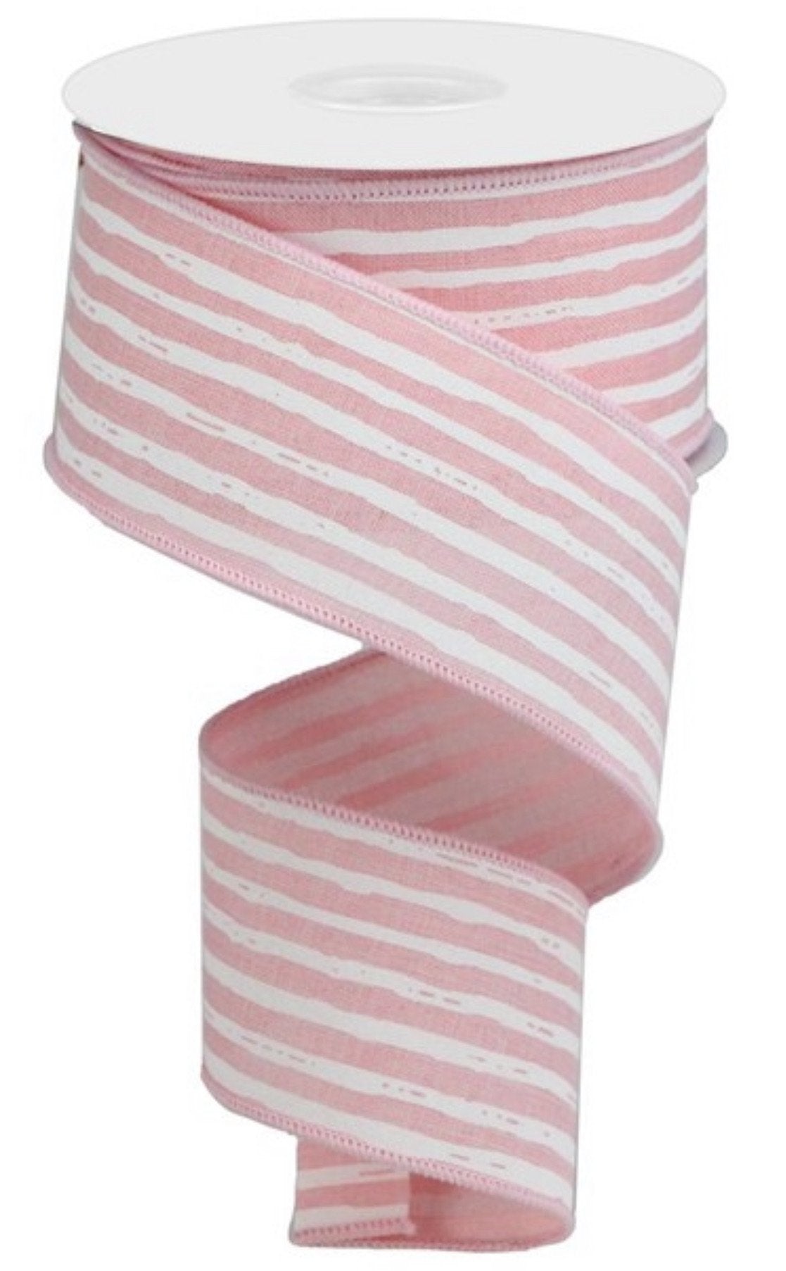 2.5 Irregular Stripes on Royal Ribbon: Pale Pink (10 Yards)