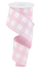 Pink and white plaid wired ribbon, 2.5” - Greenery Marketwired ribbonRG0180015
