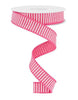 Pink and white striped skinny wired ribbon, 7/8" - Greenery MarketWired ribbonRG778011
