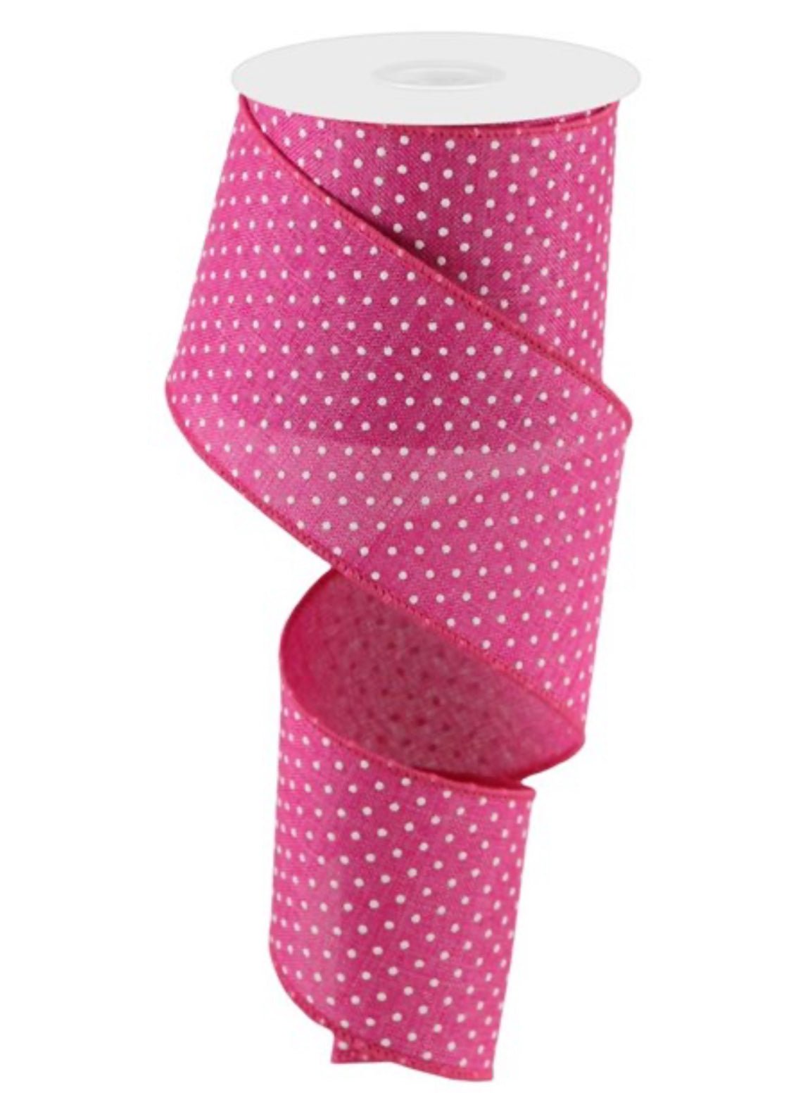 Pink and white Swiss dots on royal 2.5” - Greenery MarketWired ribbonRG0165207