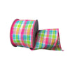 Pink, aqua, and yellow plaid wired ribbon 2.5” - Greenery MarketWired ribbon41009-40-39
