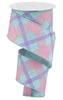 Pink blue and purple plaid wired ribbon 2.5” - Greenery Market Ribbons & Trim