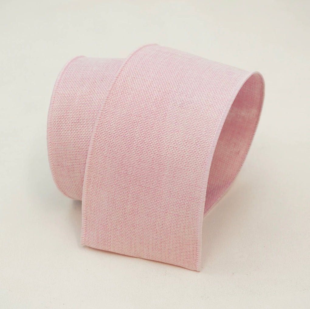 Pink blush linen 4” farrisilk wired ribbon - Greenery MarketRA931-22