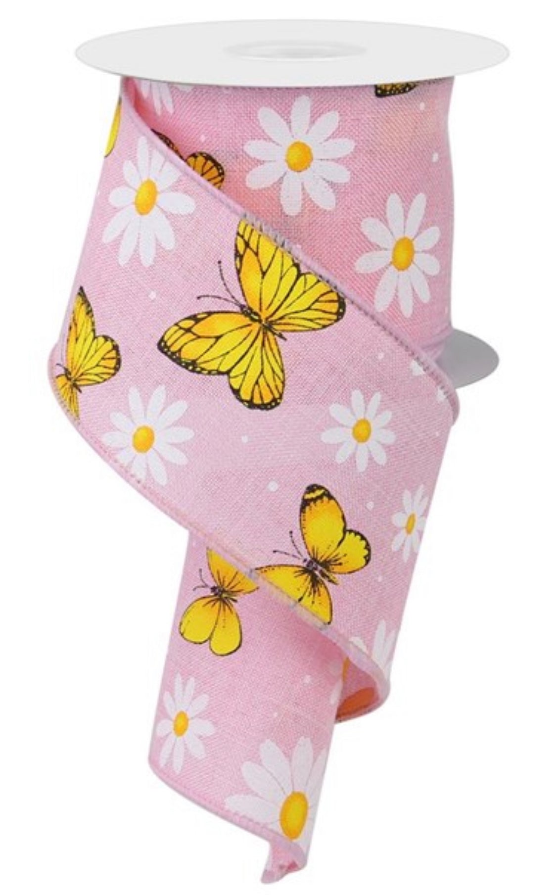 Pink Butterflies wired Ribbon 2.5” - Greenery Marketwired ribbon