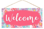 Pink floral watercolor welcome sign with flowers - Greenery Marketsigns for wreathsAP872122