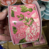Pink Floral wired ribbon with roses - 2.5” - Greenery MarketWired ribbonRG0172513