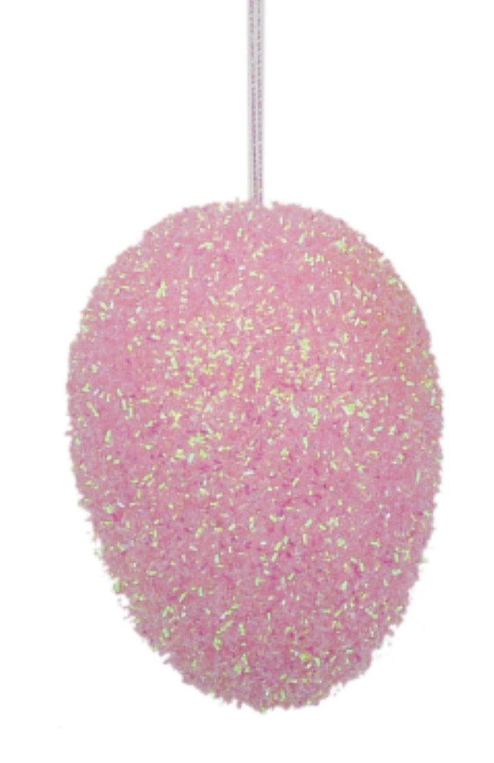 Pink glittered egg ornament - Greenery Market Ornaments