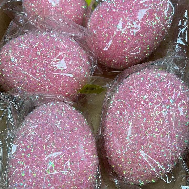 Pink glittered egg ornament - Greenery Market Ornaments