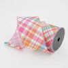 Pink gumdrop plaid 4” farrisilk wired ribbon - Greenery MarketRibbons & TrimRA965-32