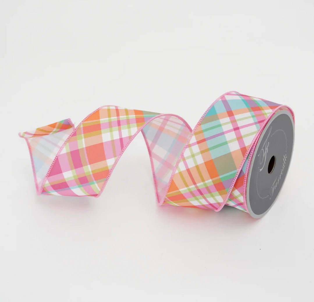 Pink pastel plaid 2.5” farrisilk wired ribbon - Greenery MarketRibbons & TrimRA964-32