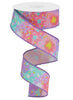 pink, purple and aqua, watercolor ribbon, 1.5" wired - Greenery MarketWired ribbonRga1607WT