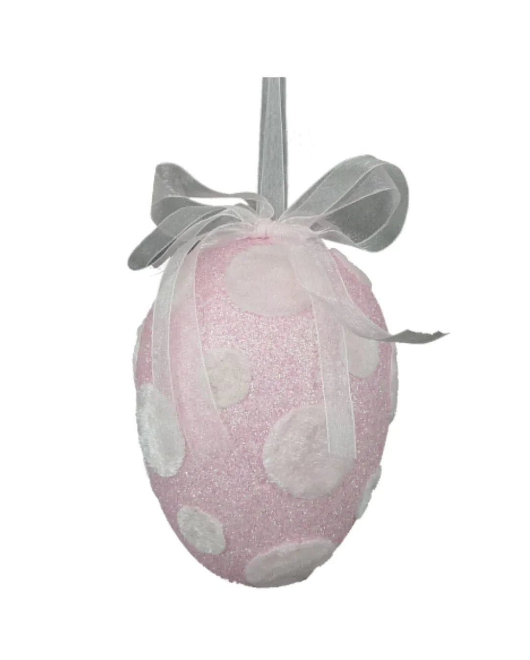 Pink shimmer polkadot egg ornament - Greenery MarketOrnaments62296PK