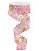 Pink with pink roses wired ribbon 1.5” - Greenery MarketWired ribbonRg0172413