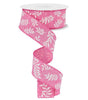 Pink with white laurel leaf wired ribbon 1.5" - Greenery MarketWired ribbonRGF113422