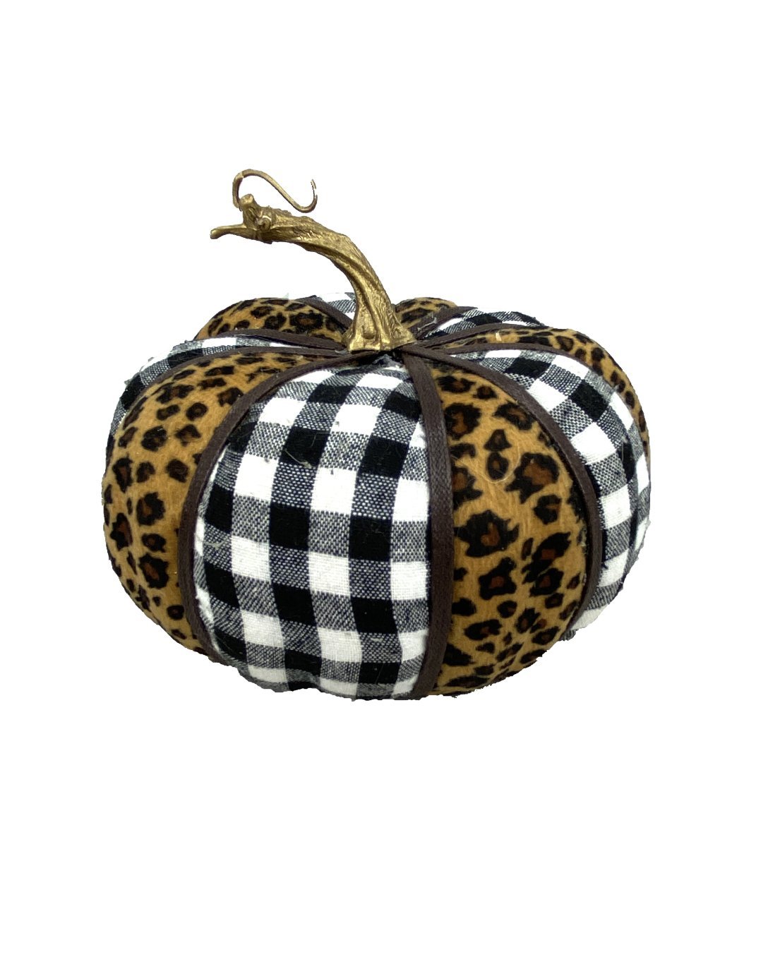 Plaid and cheetah fabric pumpkin - Greenery Market Picks
