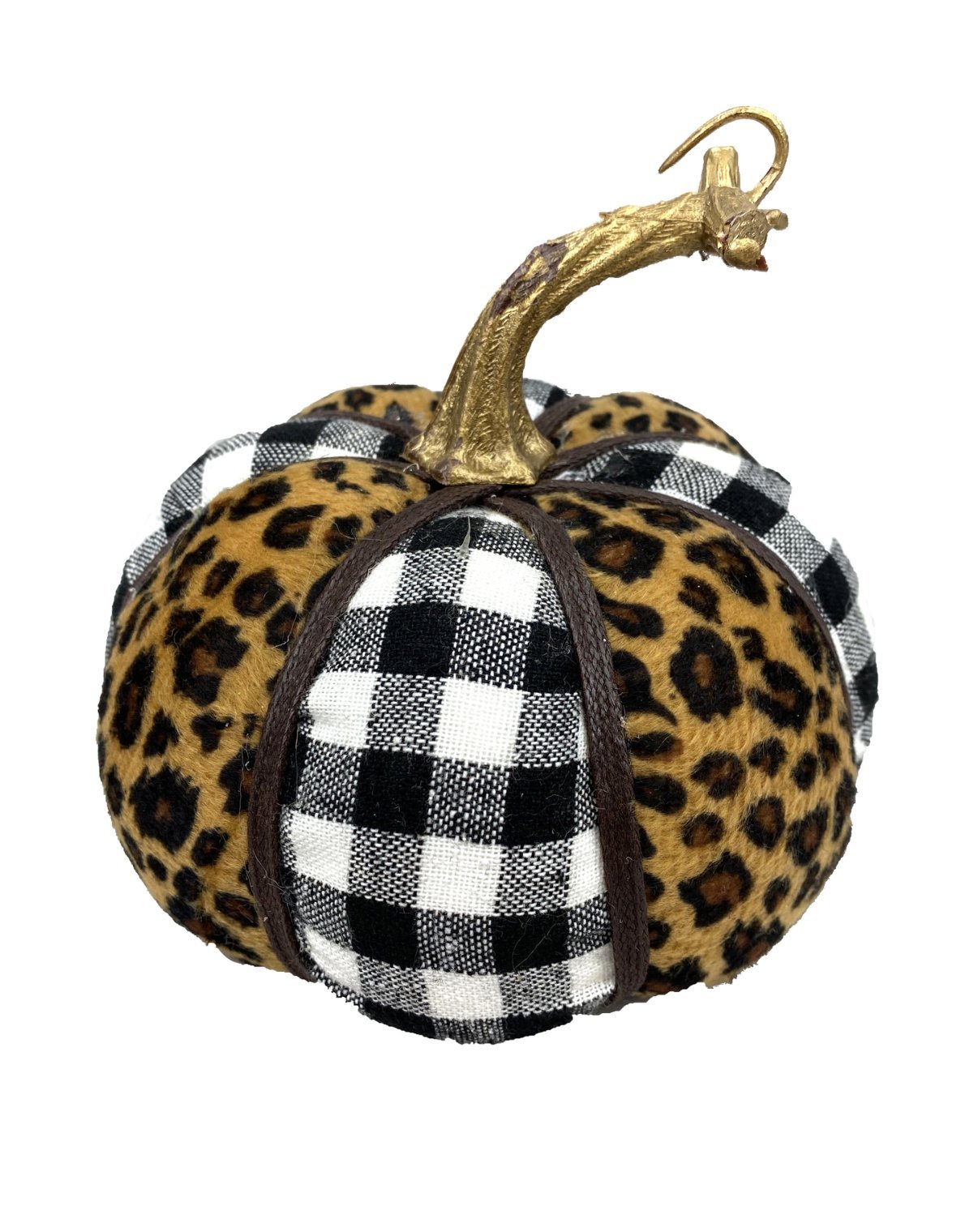 Plaid and cheetah fabric pumpkin - Greenery MarketPumpkins56701MIX