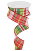 plaid red, pink, green 1.5” wired ribbon - Greenery MarketWired ribbonRgp109733