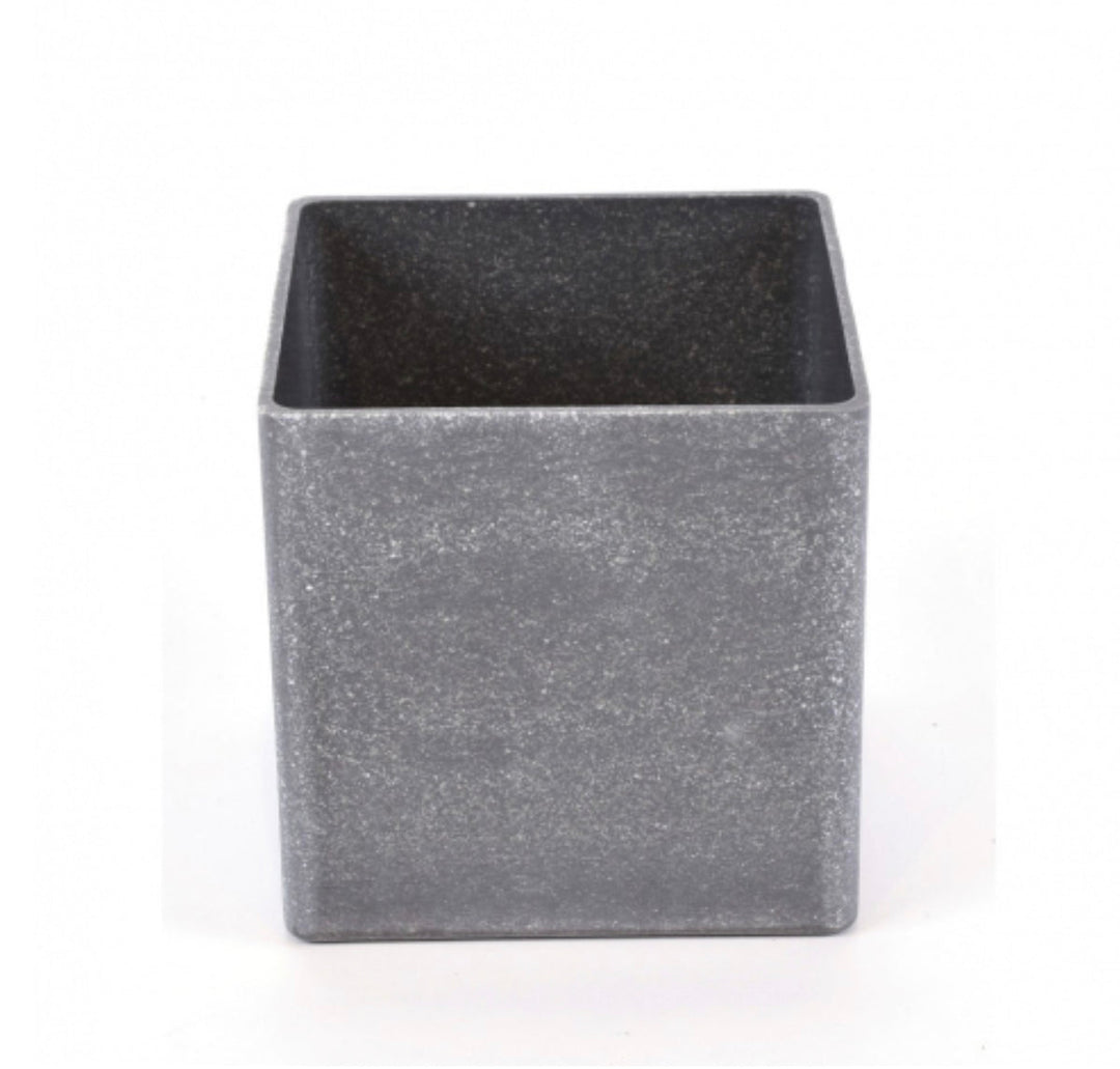 Plastic, square, faux concrete, container for floral designs - Greenery MarketVases147847