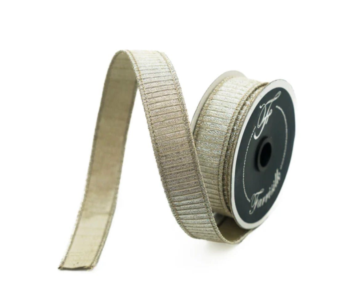 Platinum 1” pleated metallic farrisilk wired ribbon - Greenery MarketRibbons & TrimRk437-51