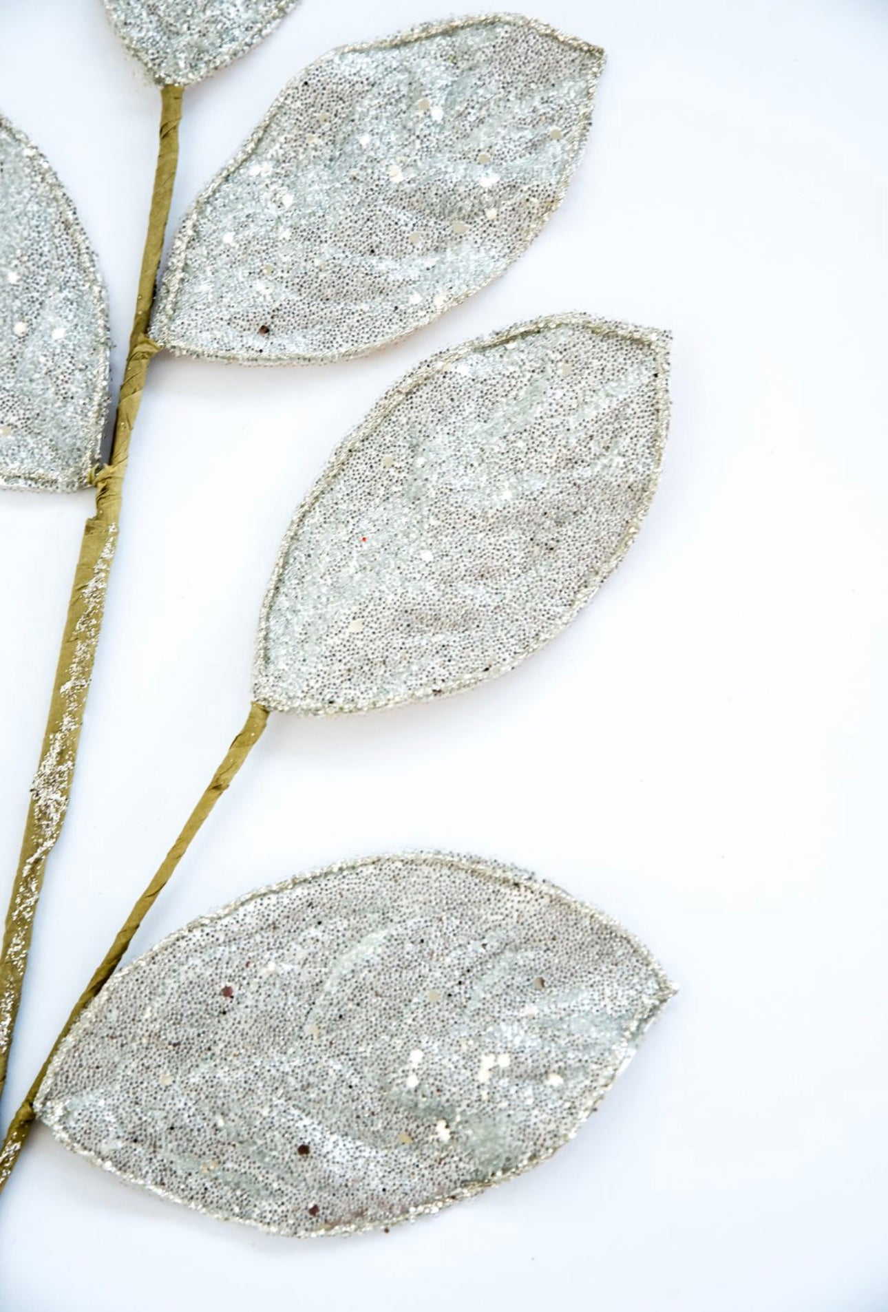 Platinum sequin and micro beaded magnolia leaves spray - Greenery MarketMTX68899 PLAT
