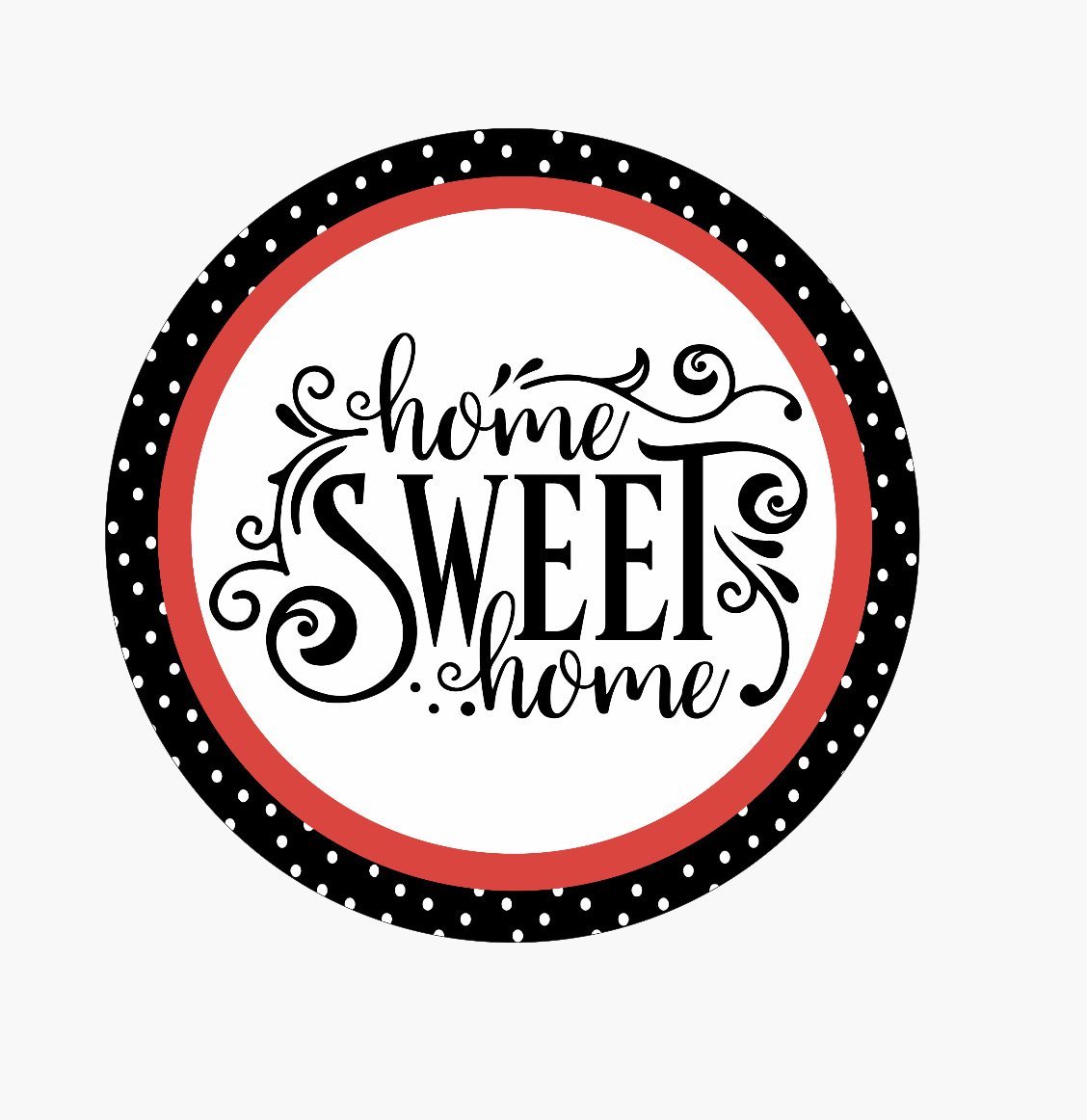 Polka dots Metal home sweet home round sign 10” - Greenery Market signs for wreaths