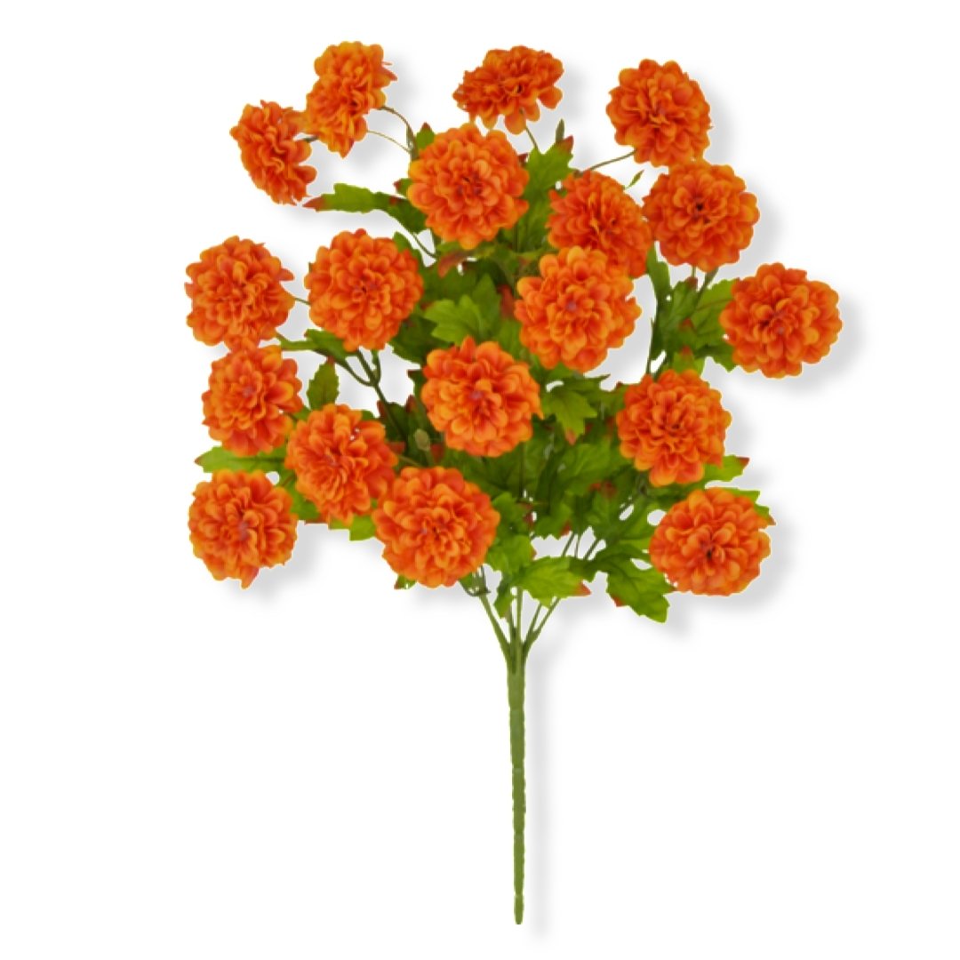 PomPom zinnia bush - orange - Greenery Market artificial flowers