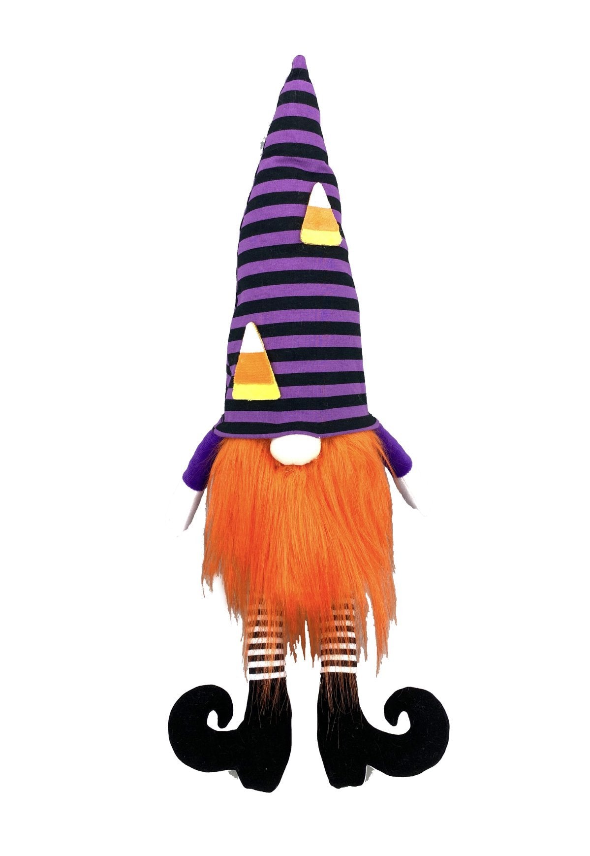 Purple and black Candy corn Halloween plush gnome - Greenery Market Picks