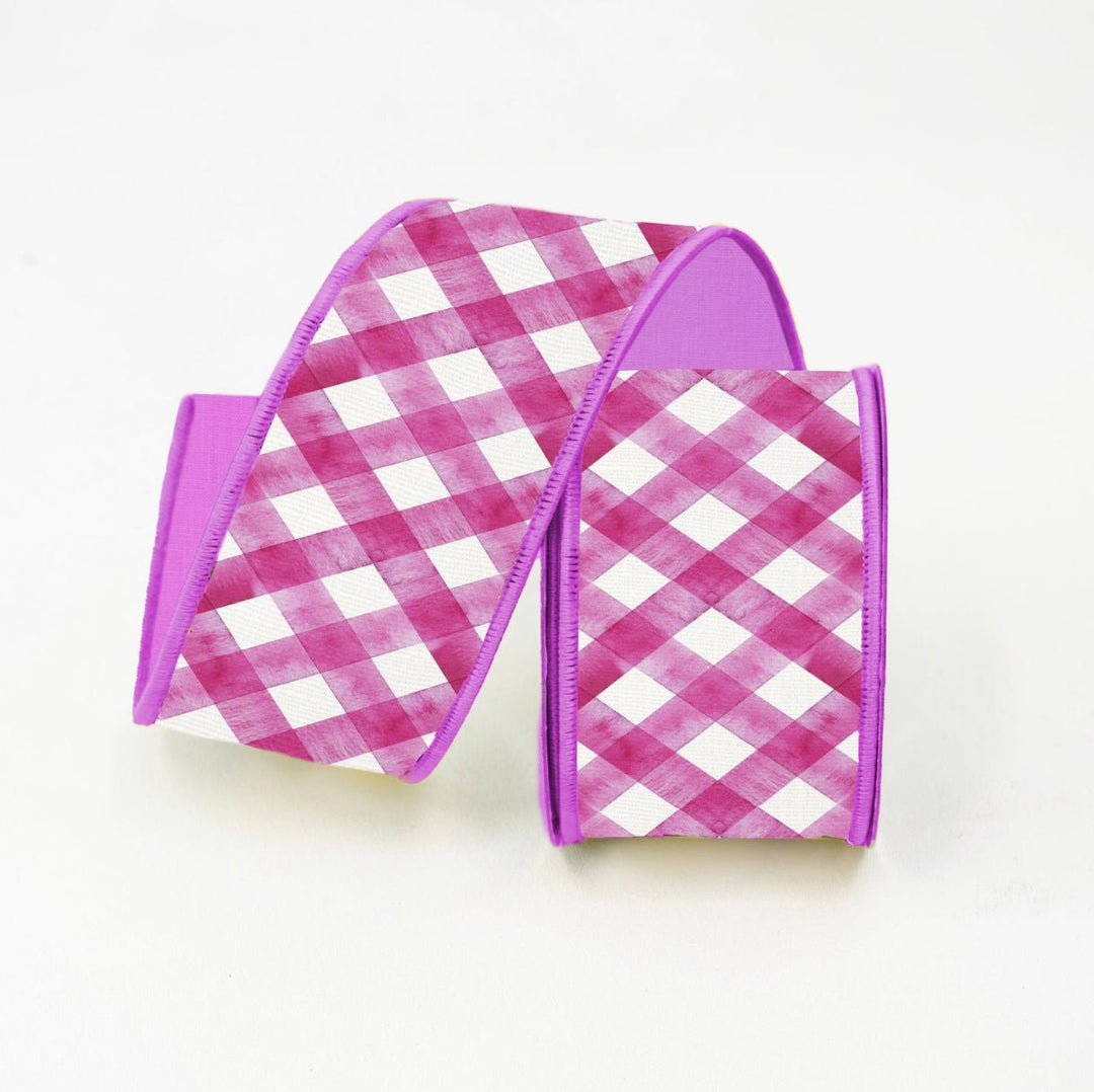 Purple and white lattice 2.5” farrisilk wired ribbon - Greenery MarketRibbons & TrimRk228-08