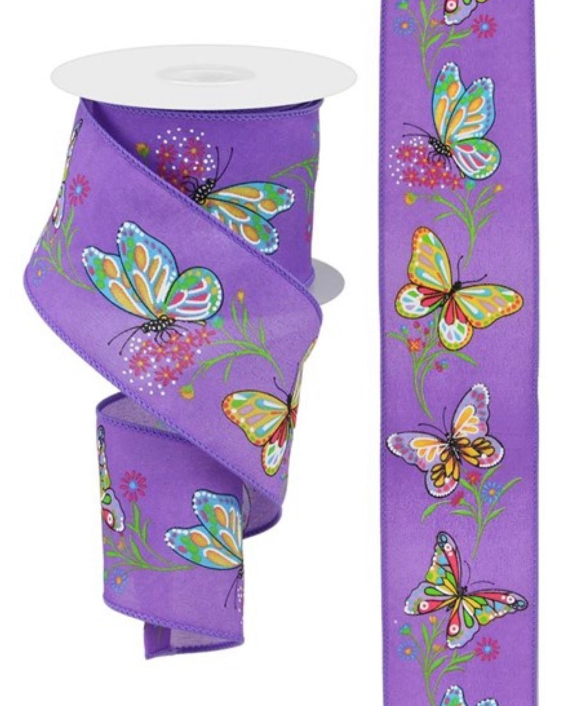 Purple Butterflies and branches wired Ribbon 2.5” - Greenery Marketwired ribbonRGE111023
