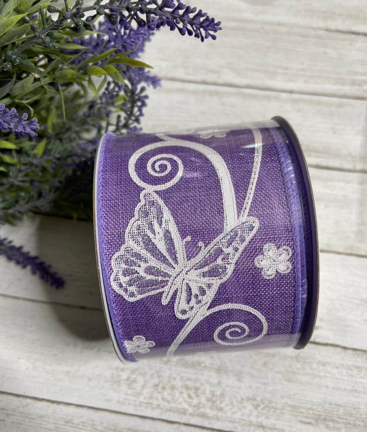 Purple Butterflies wired Ribbon 2.5” 41020-40-30 - Greenery Marketwired ribbon41020-40-30