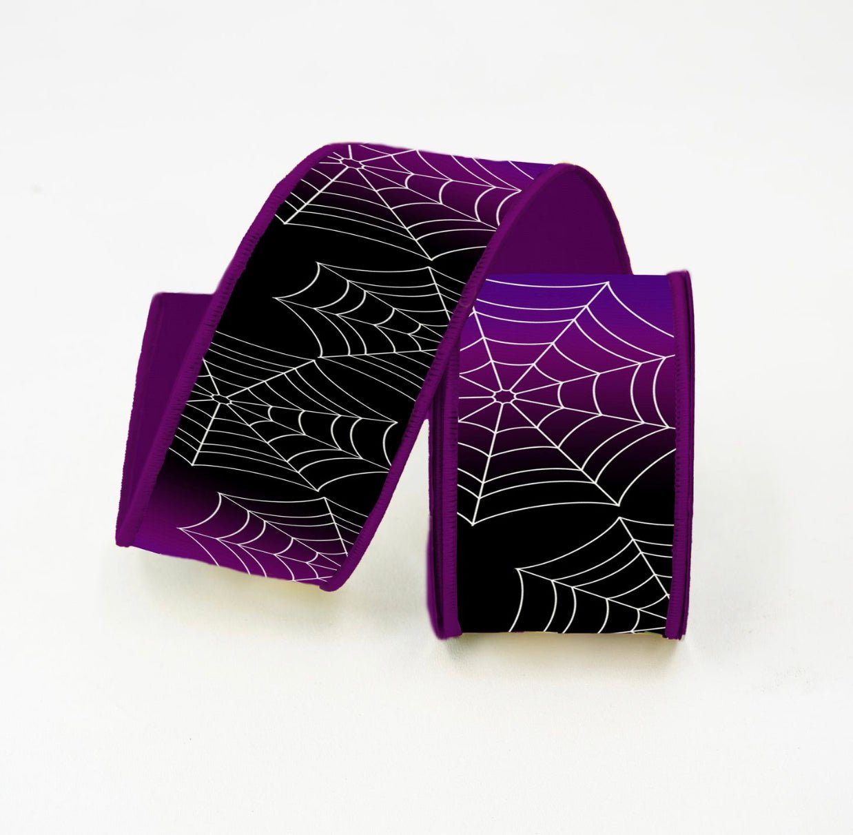 Purple Halloween spider webs 2.5” wired ribbon - Greenery MarketRibbons & Trim