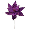 Purple jeweled velvet poinsettia stem - Greenery MarketWinter and ChristmasMTX70427 PURP