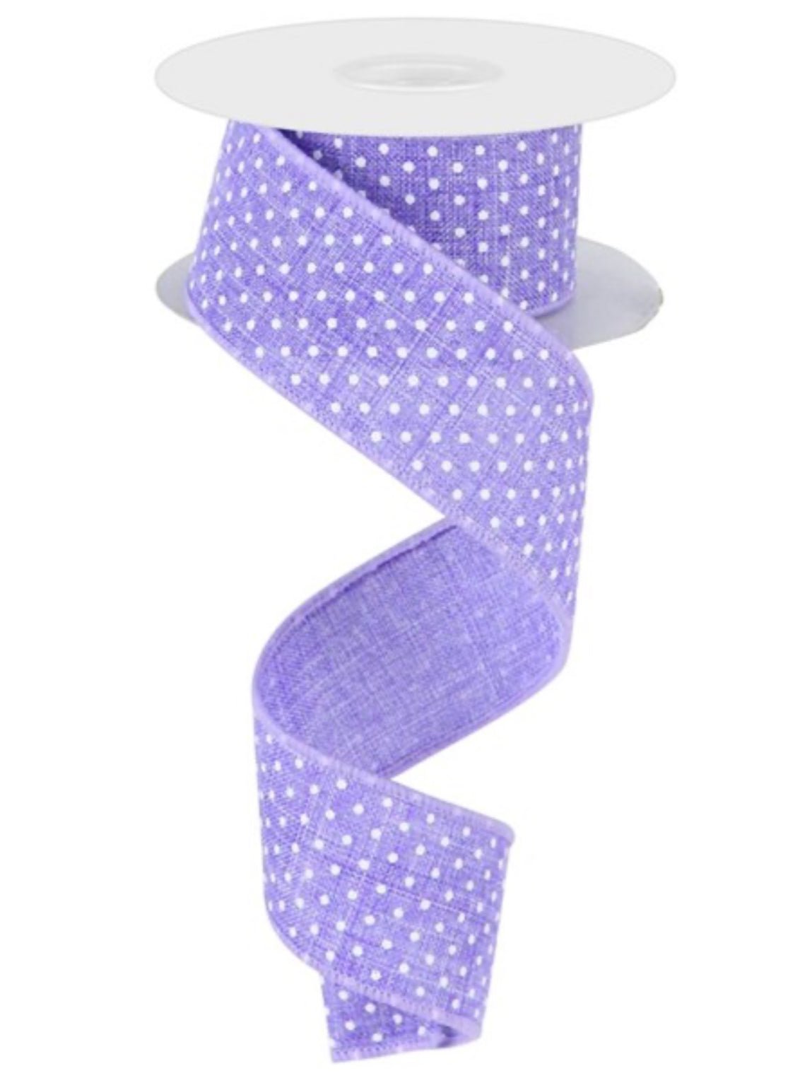 Purple with white polka dots wired ribbon 1.5