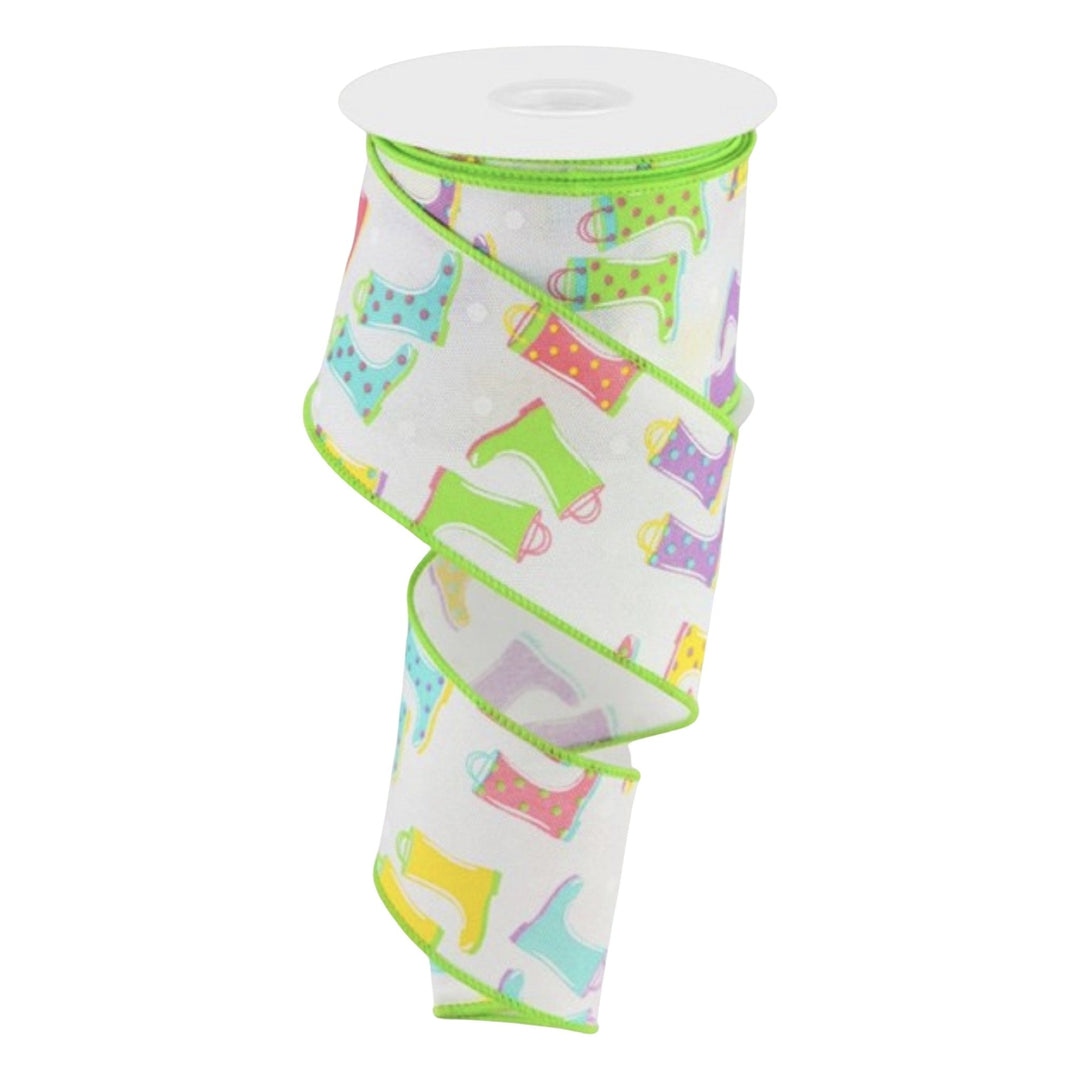 Rainboots on faux royal wired ribbon 2.5” - Greenery MarketRibbons & TrimRGC143427