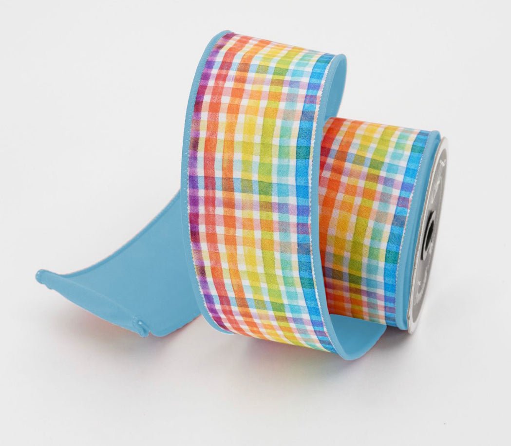 Rainbow plaid 2.5” farrisilk wired ribbon - Greenery MarketRibbons & TrimRK095-05