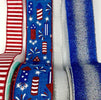 Red and blue fireworks Patriotic bow bundle x 4 ribbons - Greenery MarketWired ribbonFireworksx4