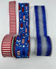 Red and blue fireworks Patriotic bow bundle x 4 ribbons - Greenery MarketWired ribbonFireworksx4