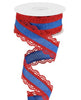 Red and blue wired ribbon with lace edge 1.5” - Greenery MarketWired ribbonRGA1541T2