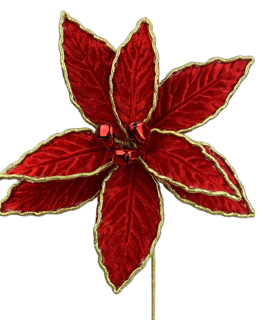 Red and gold trimmed poinsettia stem - Greenery MarketSeasonal & Holiday Decorations85739RD