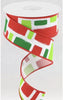 Red and green Multi stripe wired ribbon 1.5” - Greenery Market Wired ribbon