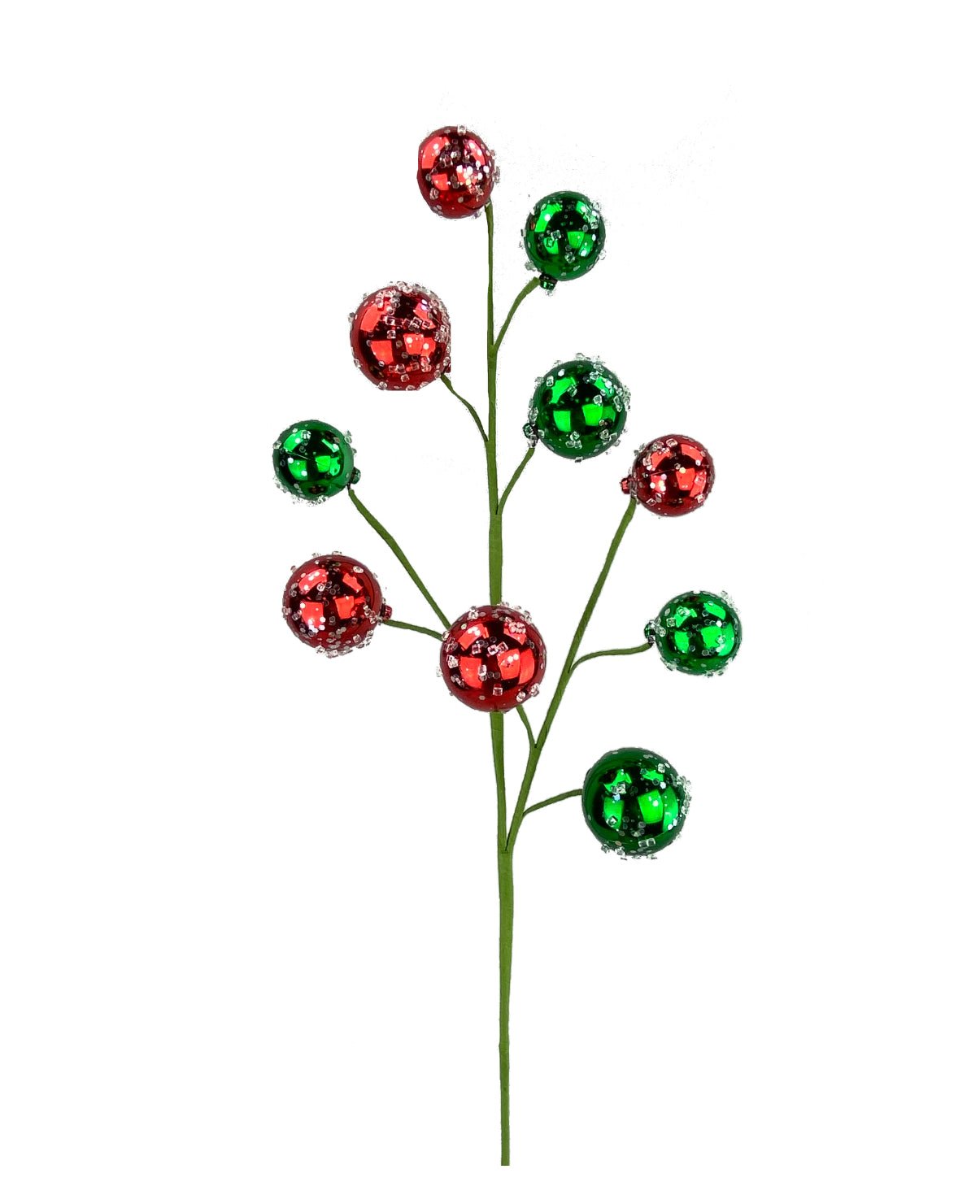 Red and green ornament Ball spray with ice - Greenery MarketGreenery85556RDGN