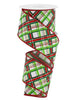 Red and green plaid wired ribbon, 2.5" - Greenery MarketRGE185033