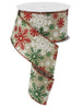 Red and green snowflake wired ribbon - 2.5” - Greenery MarketWired ribbonRX4194F7