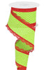 Red and green Swiss dot with lace edge 2.5” - Greenery MarketWired ribbonRG08870W1