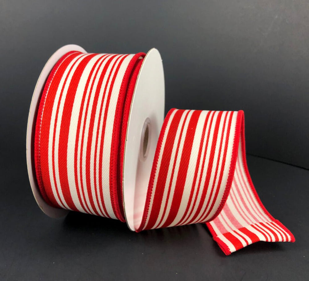 Red and ivory stripe 1.5” wired ribbon - Greenery MarketWired ribbon78242-09-12