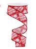 Red and pink plaid wired ribbon, 1.5" - Greenery MarketRGE184915