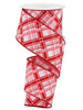 Red and pink plaid wired ribbon, 2.5" - Greenery MarketRGE185015