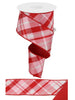 Red and pink plaid with solid red back 2.5” wired ribbon - Greenery Market