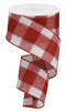 Red and white check flannel plaid wired ribbon - Greenery Market Wired ribbon